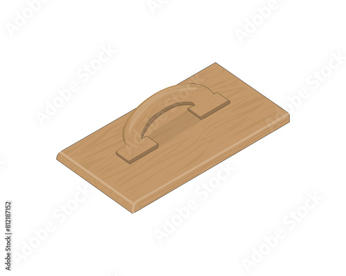 vector design of a tool for leveling the surface of a floor or wall covered with cement made from wood which is usually called a wooden float