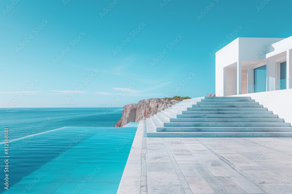 Fototapeta premium Modern buildings by the lake. Empty architectural background.