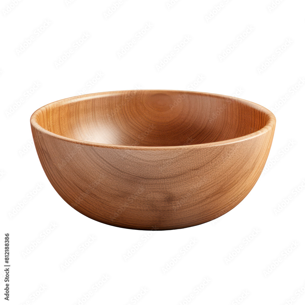 Close Up Empty Round Wooden Bowl for Food. Overhead View. Isolated on Background Close Up Empty Round Wooden Bowl for Food. Overhead View. Isolated on Background