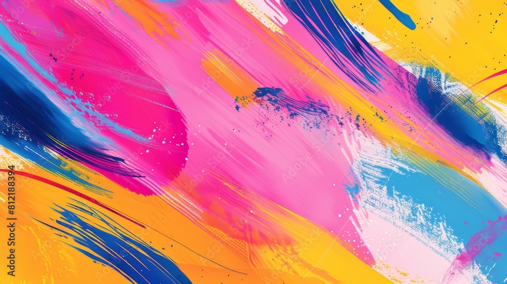 Vibrant Abstract Brushstroke Painting in Bold Colors
background