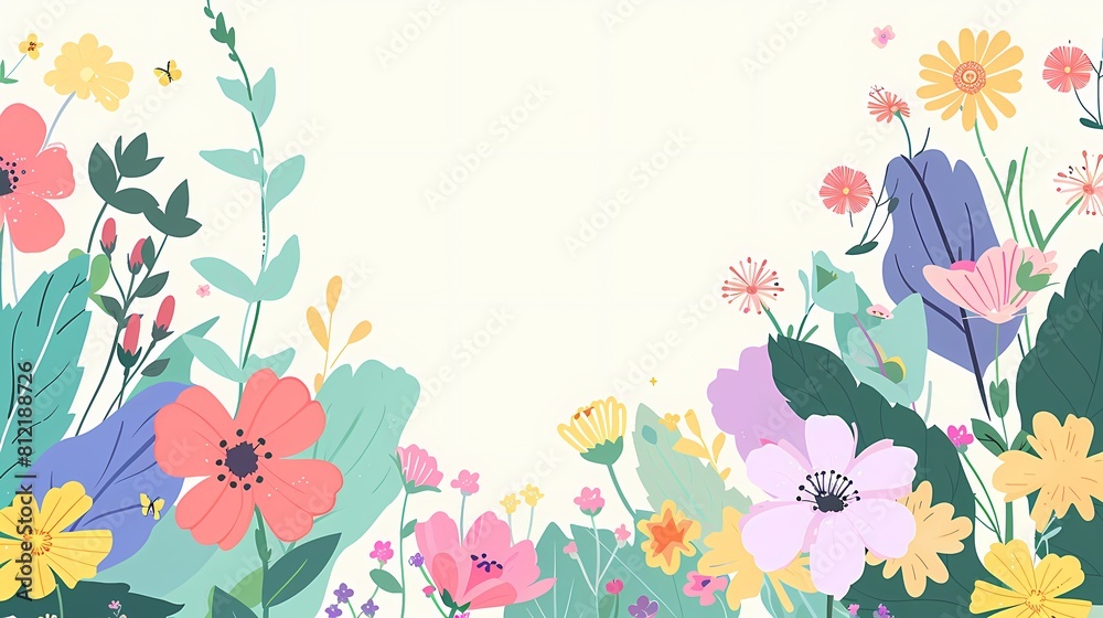 A serene floral backdrop with pastel blossoms and foliage