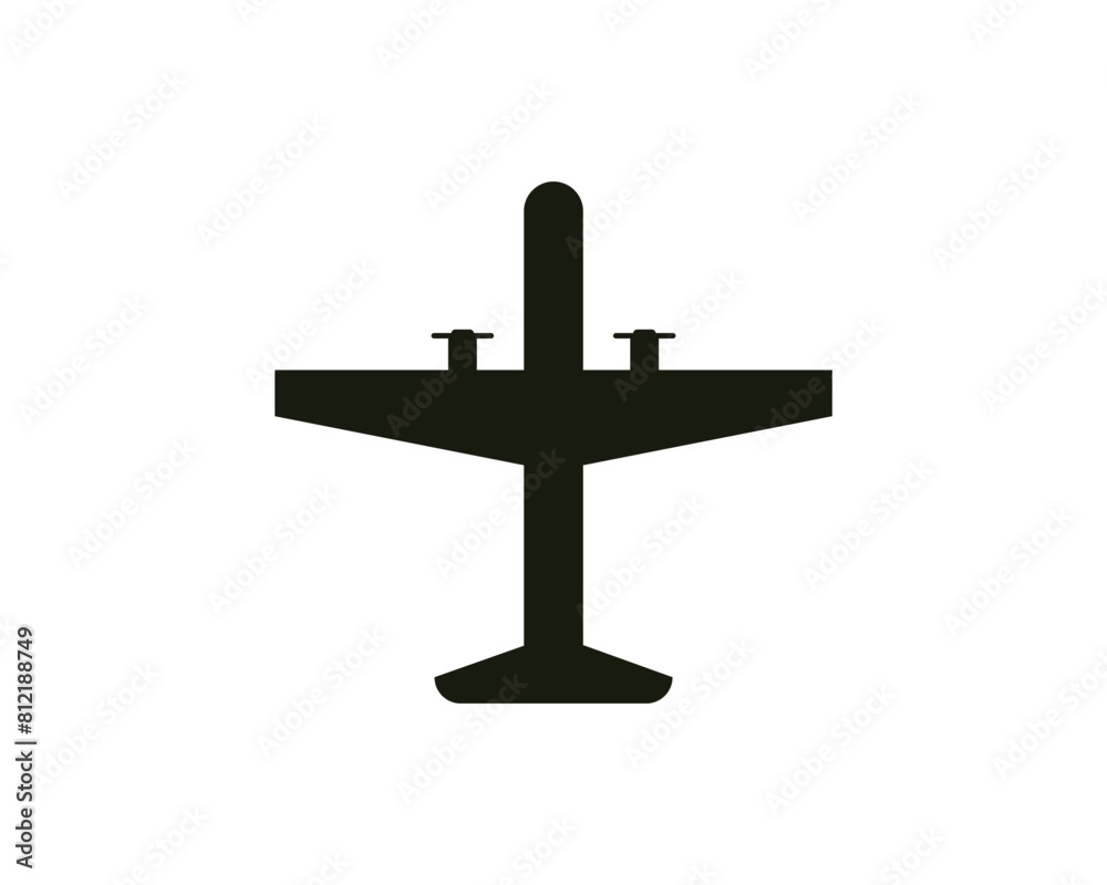 Plane icon. Airport sign. Black airplane silhouette Plane icon. Airport sign. Black airplane silhouette
