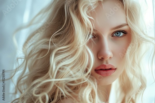 Chic Lady blonde street. Hair fashion. Generate Ai
