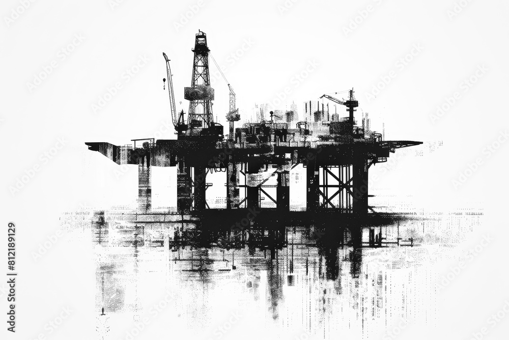 Oil and gas industry rig. Drilling platform in the sea. Oil and gas industry rig. Drilling platform in the sea.
