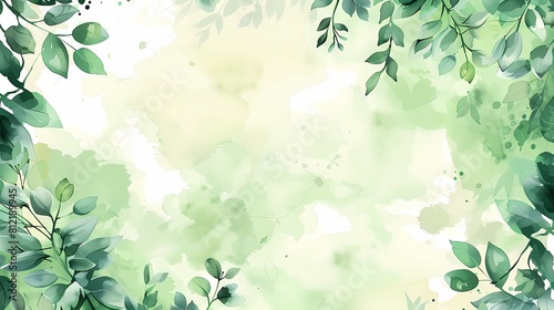 A serene watercolor blend of lush greenery and soft botanical accents