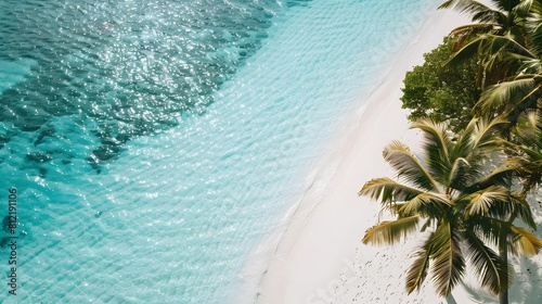 Sun-kissed beach with crystal clear turquoise water