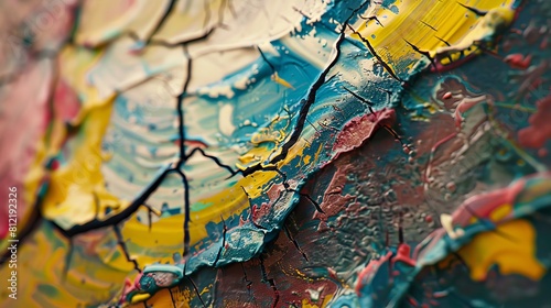 Colorful abstract cracked paint texture for artistic design or seasonal event background © Vilayat