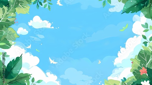 Serene nature frame with lush foliage and a clear sunny sky