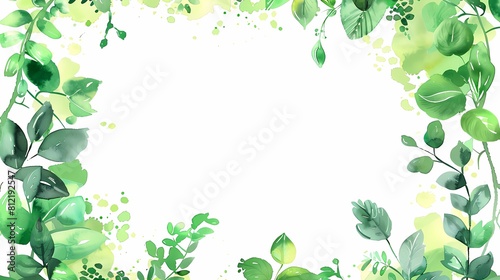 A green watercolor foliage frame with a fresh and serene vibe