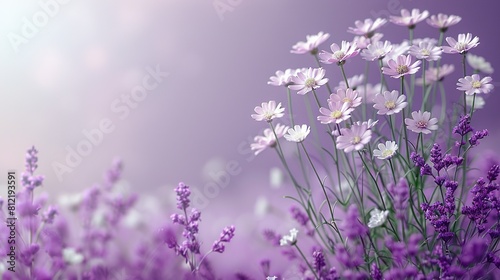   A field of purple and white flowers