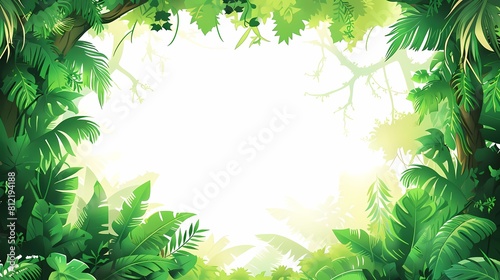 Tropical foliage frame with a bright inviting center