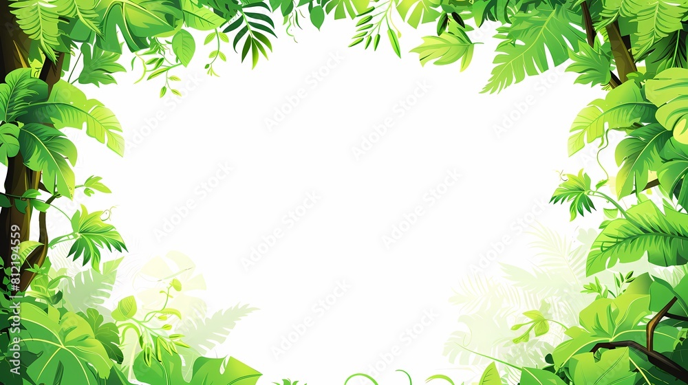 Tropical jungle frame with lush green foliage Tropical jungle frame with lush green foliage