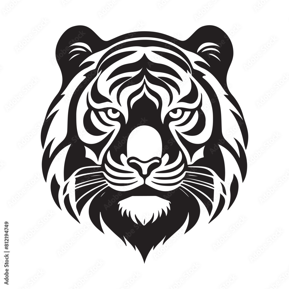 Tiger vector black and white cartoon character design collection. White background. Pets, Animals. Tiger vector black and white cartoon character design collection. White background. Pets, Animals.