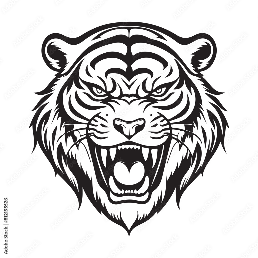 Tiger vector black and white cartoon character design collection. White background. Pets, Animals. Tiger vector black and white cartoon character design collection. White background. Pets, Animals.