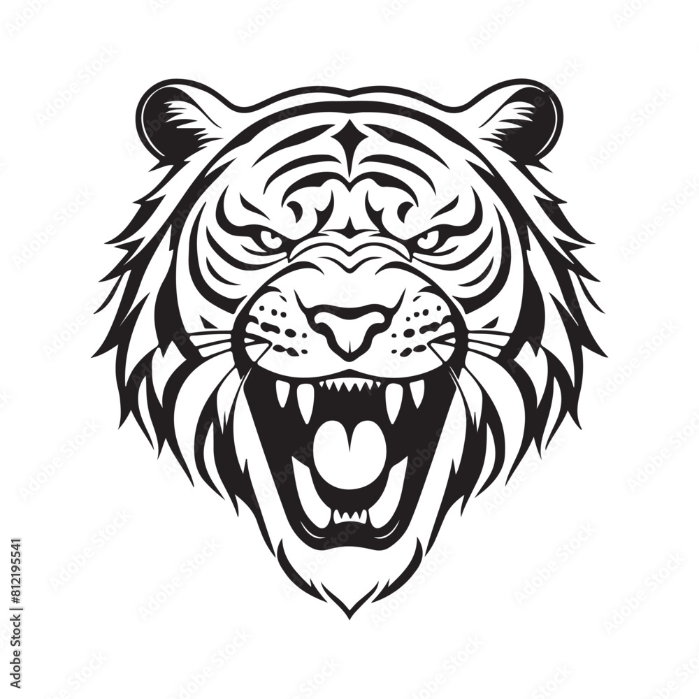 Tiger vector black and white cartoon character design collection. White background. Pets, Animals. Tiger vector black and white cartoon character design collection. White background. Pets, Animals.