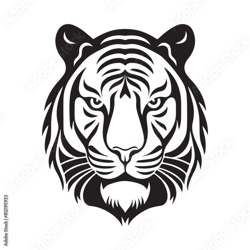 Tiger vector black and white cartoon character design collection. White background. Pets, Animals. © saju1993