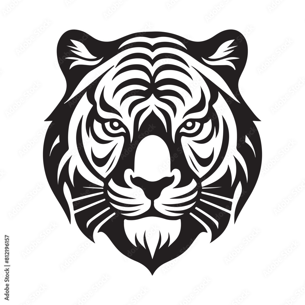 Tiger vector black and white cartoon character design collection. White background. Pets, Animals. Tiger vector black and white cartoon character design collection. White background. Pets, Animals.