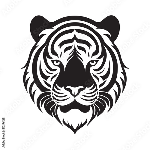 Tiger vector black and white cartoon character design collection. White background. Pets, Animals. © saju1993