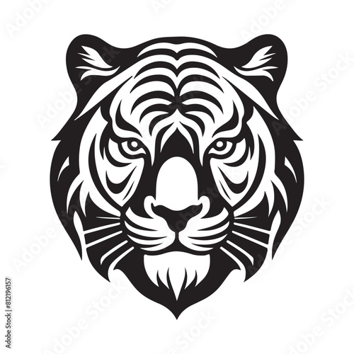 Tiger vector black and white cartoon character design collection. White background. Pets, Animals.