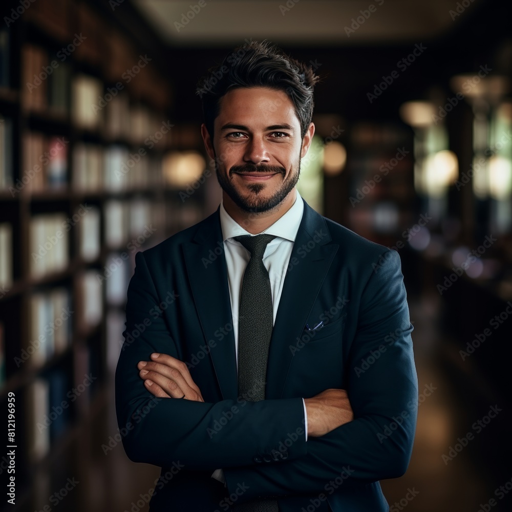 corporate businessman smiling with folded hand corporate businessman smiling with folded hand