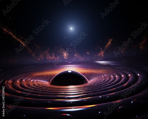 The image is a depiction of a black hole