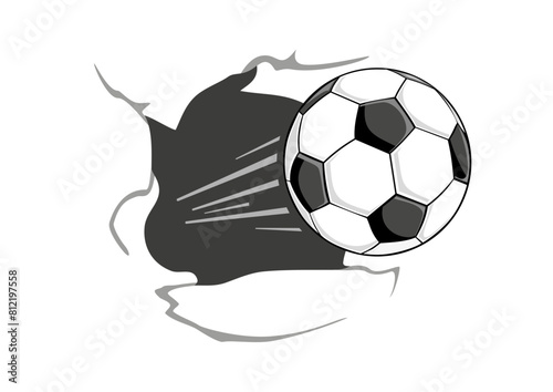 Soccer ball breaks wall