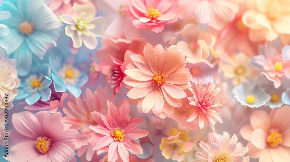 A field of pink flowers with a blue sky in the background A field of pink flowers with a blue sky in the background
