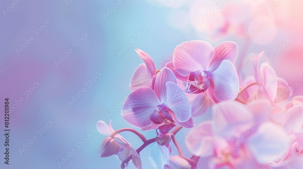 A colorful bouquet of flowers with a blue background