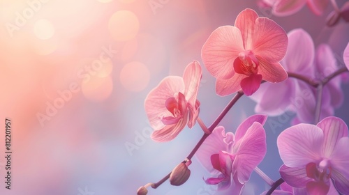 A pink flower with a white center is on a stem