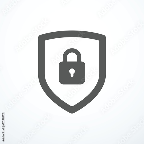 Shield lock line icon. Vector illustration	
