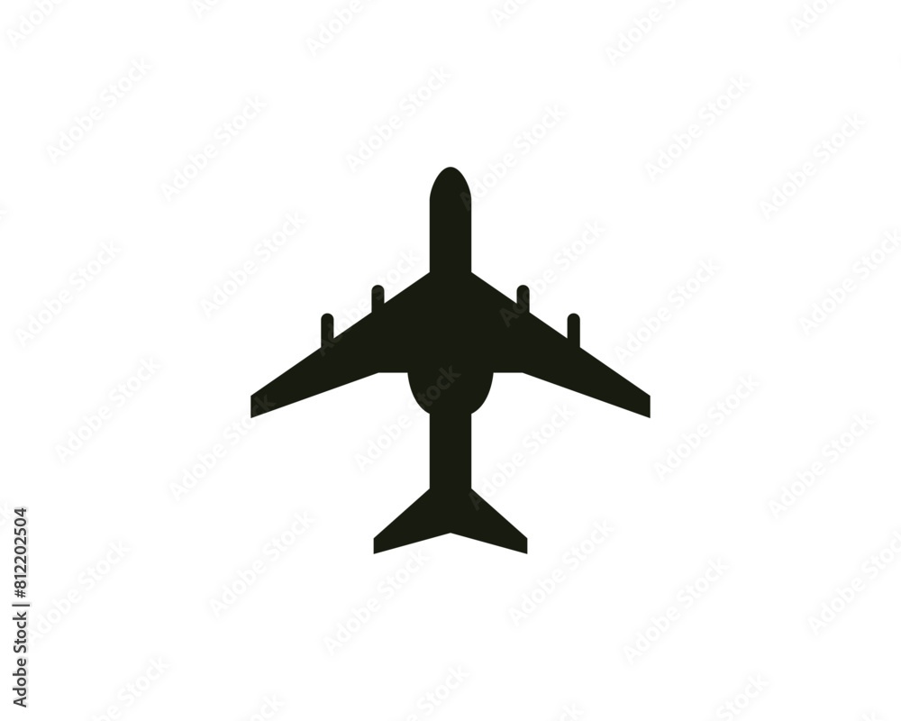 Plane icon. Airport sign. Black airplane silhouette Plane icon. Airport sign. Black airplane silhouette