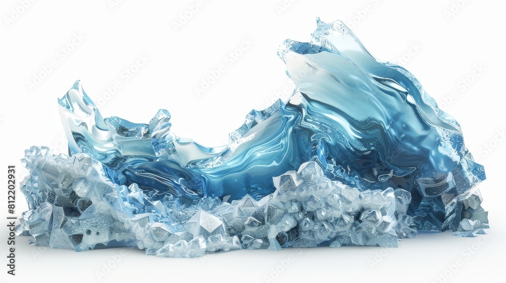 Futuristic 3D render of liquid crystal caverns, frozen in an abstract form and isolated on a white background, showcasing intricate details Futuristic 3D render of liquid crystal caverns, frozen in an abstract form and isolated on a white background, showcasing intricate details