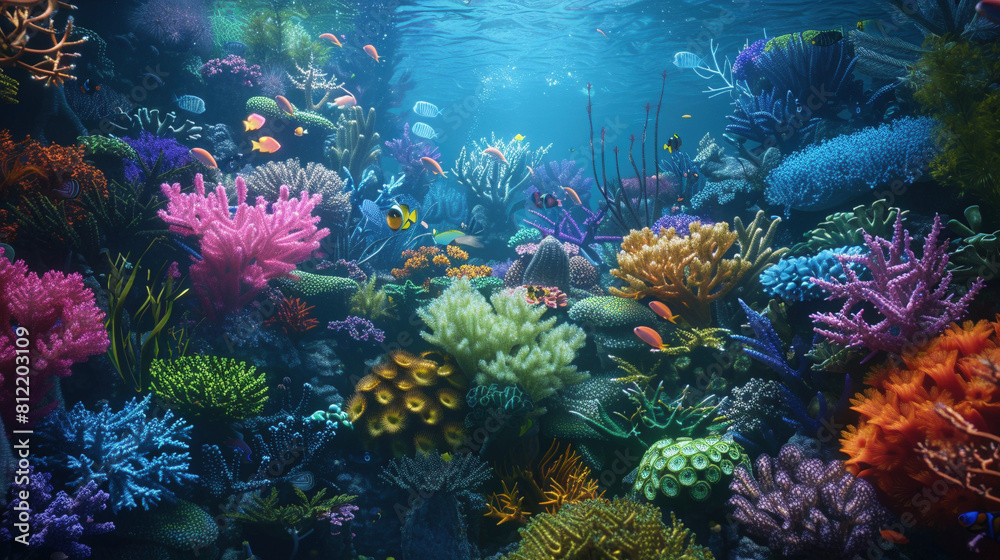 Fototapeta premium Underwater Symphony: The Spectacular Coral Reef Ballet