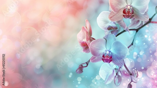 A beautiful flower with a blue and pink background