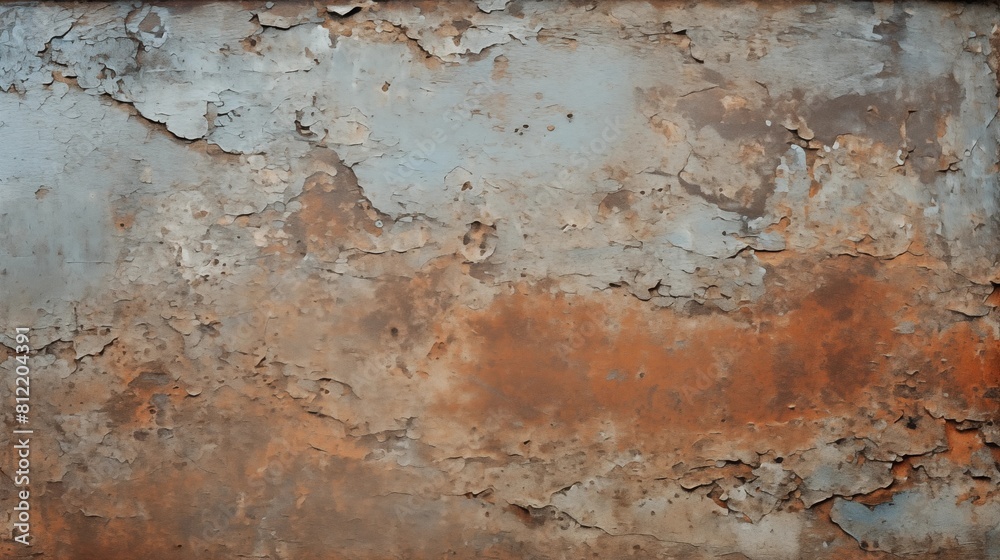 Close-up View of a Corroded Metal Surface with Rust and Peeling Paint