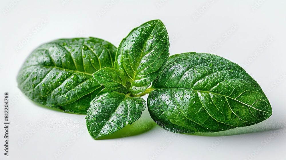 Basil isolated. Basil leaf flat lay on white background. Basil isolated. Basil leaf flat lay on white background.