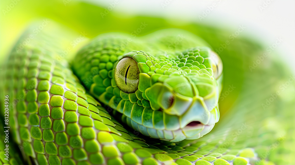 green snake on white background. ai generated illustrations. green snake on white background. ai generated illustrations.