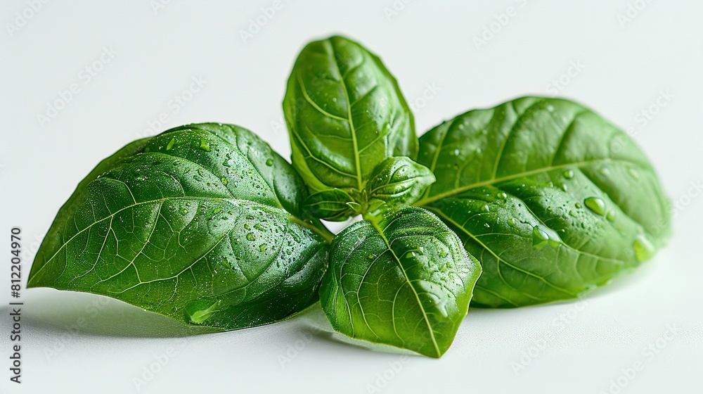 Basil isolated. Basil leaf flat lay on white background. Basil isolated. Basil leaf flat lay on white background.
