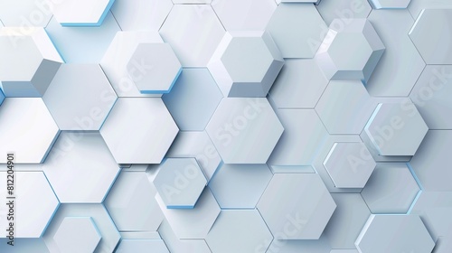 A white and blue hexagonal abstract background sets the stage for a sleek and modern technology banner, business presentation, or website design. This geometric pattern exudes sophistication 