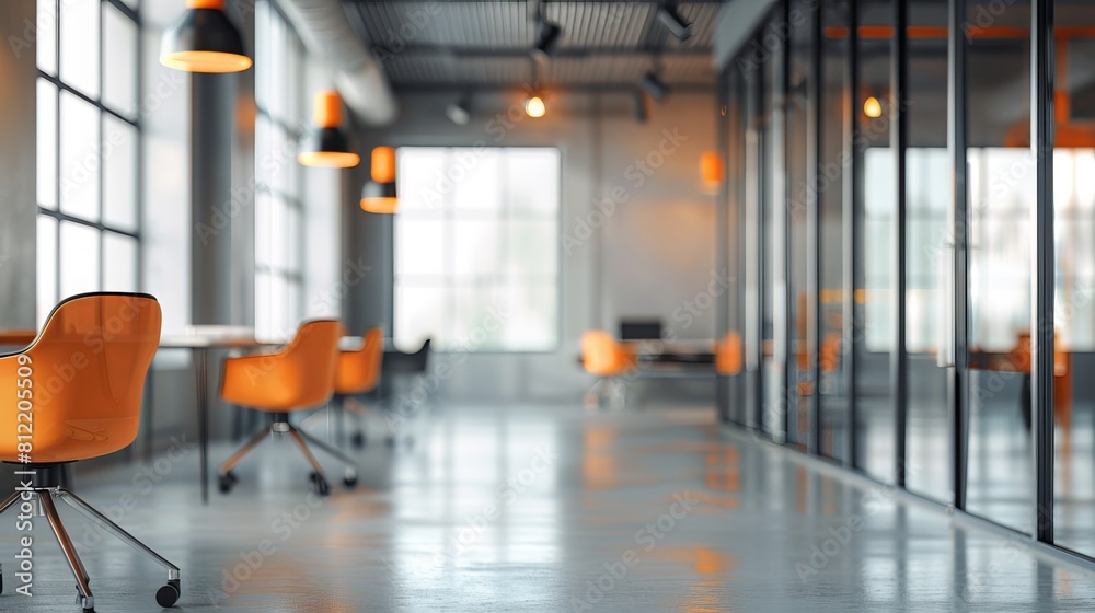 The modern office space is a symphony of gray tones, featuring panoramic windows that flood the room with natural light The modern office space is a symphony of gray tones, featuring panoramic windows that flood the room with natural light