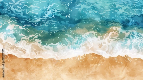 Ocean flat design front view beach theme water color Triadic Color Scheme