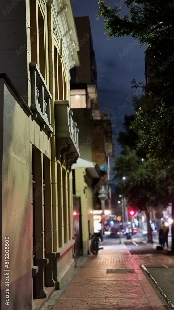 Old european building street in the city. Las Nieves neighborhood  Neighboord  Bogota. Colombia 2024