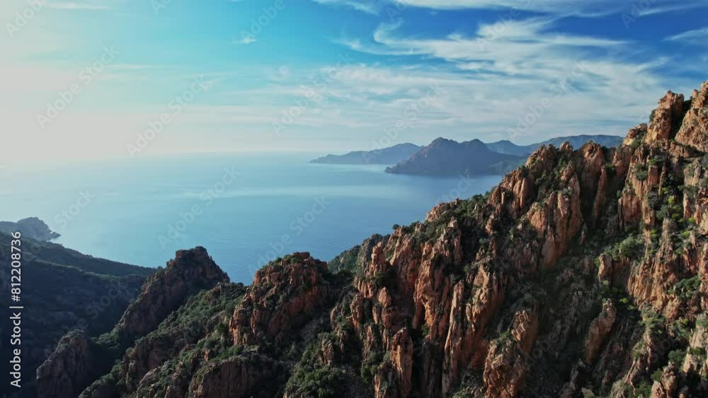 A Panoramic View of the Ocean From a High Point in Corsica, France A Panoramic View of the Ocean From a High Point in Corsica, France
