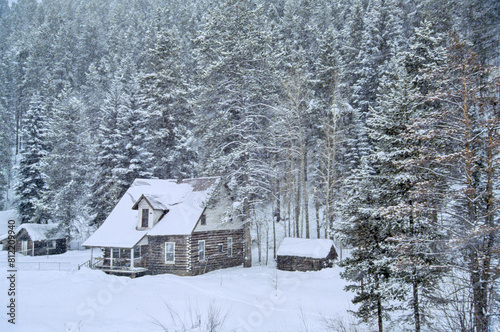 Alpine Cabin in the Snow