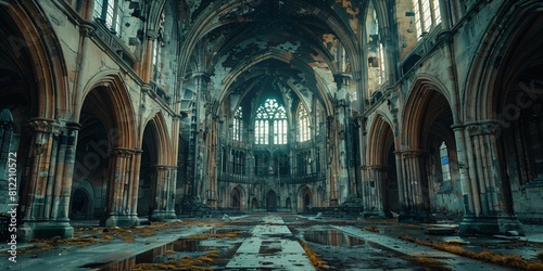 weathered church, ruin of a gothic cathedral