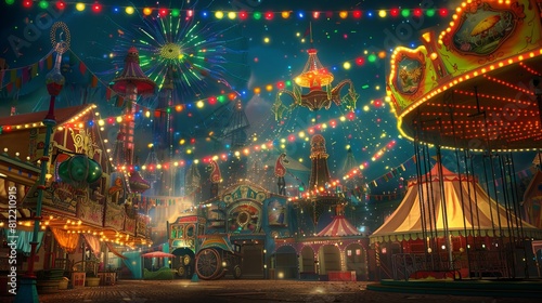 A carnival-themed background sets the stage for festivities, offering ample space for text to shine against a backdrop of colorful revelry. With its lively atmosphere and joyful ambiance photo