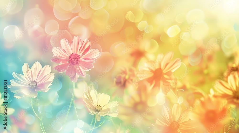 A colorful bouquet of flowers with a blue background A colorful bouquet of flowers with a blue background