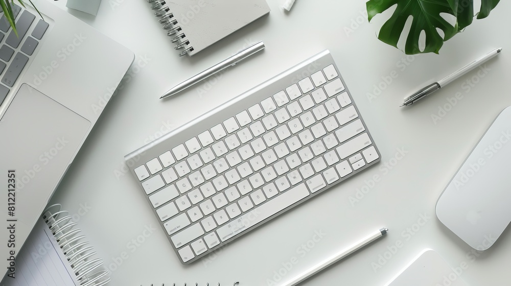 The overhead shot captures a clean and organized office desk, providing a neat and efficient workspace.
The overhead shot captures a clean and organized office desk, providing a neat and efficient workspace.