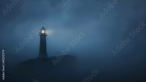 Serene dusk at a coastal lighthouse, perfect for travel and maritime themes