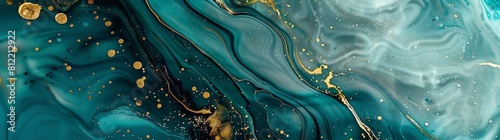 Abstract background featuring a stunning blend of teal and gold, evoking the opulence of marble. Ideal for design projects needing a touch of elegance and luxury photo